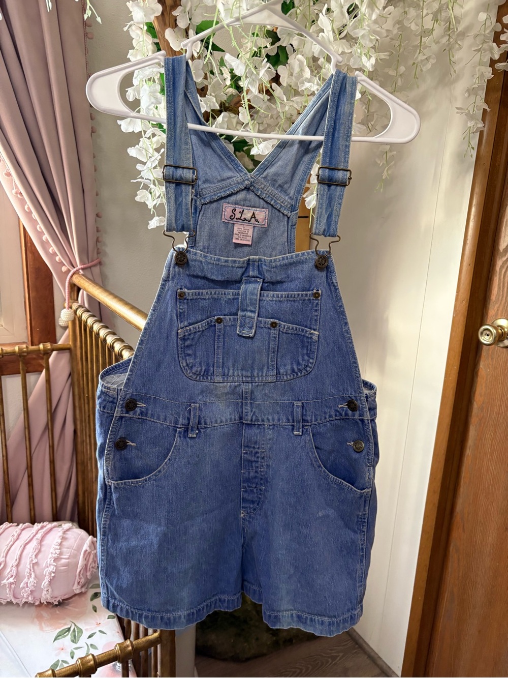Vintage Blue Denim Short Overalls